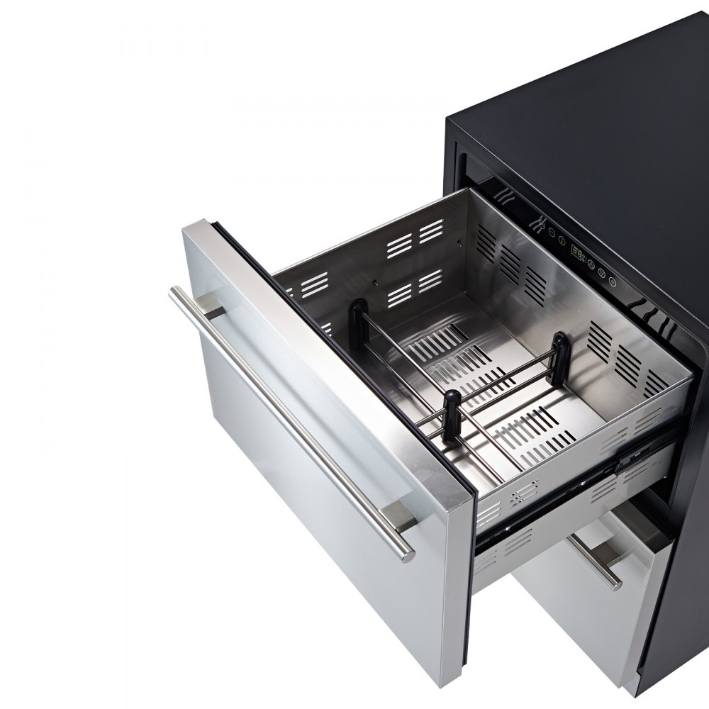 VEVOR Drawer Refrigerator, 24 in Undercounter Beverage Fridge, Large Capacity, Drink Cooler with 304 Stainless Steel Drawers, Temp Control, Powerful Compressor, for Kitchen, Office & Game Room