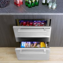 VEVOR Réfrigérateur sous comptoir de 24 pouces, réfrigérateur à 2 tiroirs avec différentes températures, 4,87 pi³. Réfrigérateur congélateur sous comptoir de capacité, étanche, intérieur et extérieur, pour usage domestique et commercial