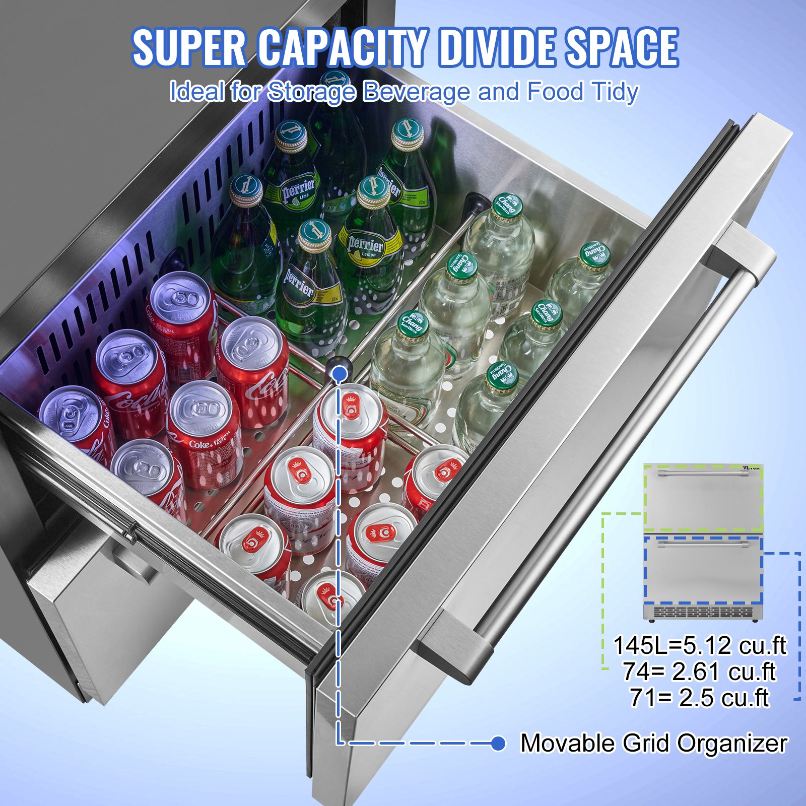 24 inch Undercounter Refrigerator, 2 Drawer Refrigerator with Different Temperature, 4.87 Cu.ft. Capacity, Waterproof Indoor and Outdoor Under Counter Freezer Fridge for Home and Commercial Use 24 inch Undercounter Refrigerator, 2 Drawer Refrigerator with Different Temperature, 4.87 Cu.ft. Capacity, Waterproof Indoor and Outdoor Under Counter Freezer Fridge for Home and Commercial Use