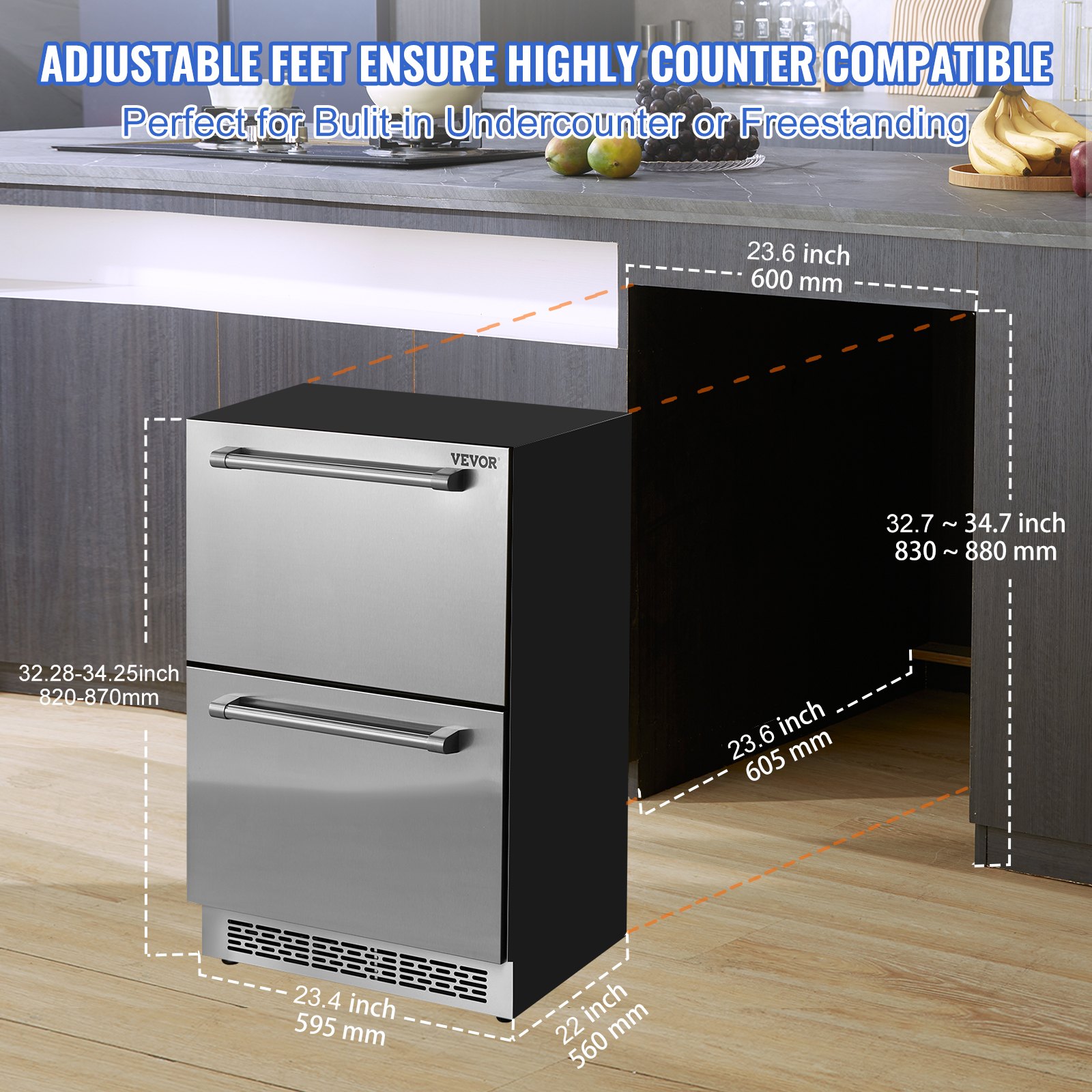 24" Undercounter Refrigerator, 2 Drawer Wine Refrigerator with Different Temperature, 4.87 Cu.ft. Capacity, Waterproof Indoor and Outdoor Under Counter Drawer Fridge for Home Use 24" Undercounter Refrigerator, 2 Drawer Wine Refrigerator with Different Temperature, 4.87 Cu.ft. Capacity, Waterproof Indoor and Outdoor Under Counter Drawer Fridge for Home Use
