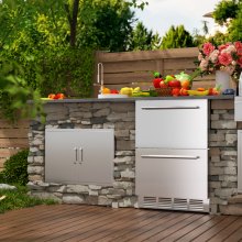 24 Inches Drawer Refrigerator Stainless Steel Dual Drawer Fridge for Home