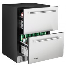 24 Inches Drawer Refrigerator Stainless Steel Dual Drawer Fridge for Home