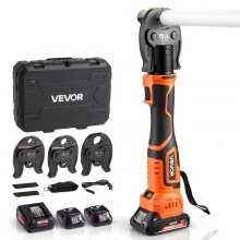 VEVOR PureFlow Press Tool, 18V Electric Pipe Crimping Tool for 1/2", 3/4", 1" PEX Pipe Stainless Steel Rings, PEX Press Tool Kit with 3 VPF Jaws, 2pcs 2AH Batteries, Fast Charger & Carrying Case