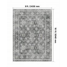 Alfombra grande de 2,4 x 3 m, antideslizante y resistente al desgarro, color gris vintage