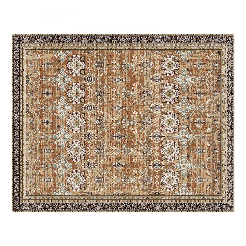VEVOR Area Rug, 2438.4 x 3048 mm Large Washable Rug, Non-Slip & Tear-Resistant Soft Carpet, Pet & Child Friendly Vintage Area Rugs, Indoor Mat for Bedroom, Living Room, Kids Room, Office, Brown Green