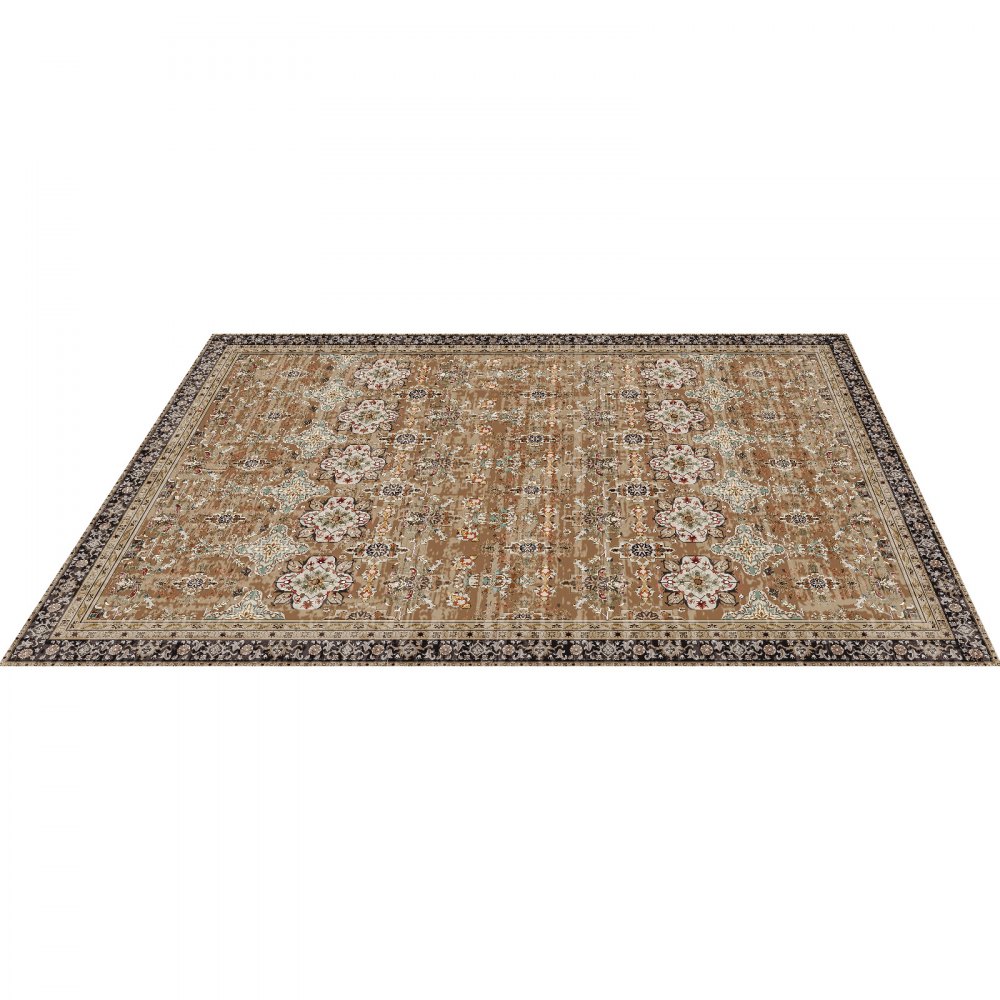 VEVOR Area Rug, 2438.4 x 3048 mm Large Washable Rug, Non-Slip & Tear-Resistant Soft Carpet, Pet & Child Friendly Vintage Area Rugs, Indoor Mat for Bedroom, Living Room, Kids Room, Office, Brown Green
