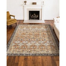Large Area Rug 8 x 10 ft Anti-Skid Tear-Resistant Floor Mat Vintage Brown Green