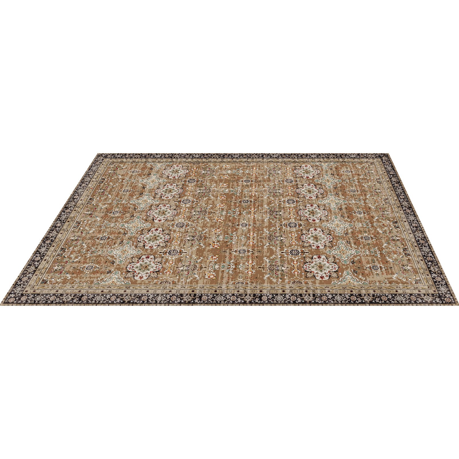 VEVOR Area Rug, 2438.4 x 3048 mm Large Washable Rug, Non-Slip & Tear-Resistant Soft Carpet, Pet & Child Friendly Vintage Area Rugs, Indoor Mat for Bedroom, Living Room, Kids Room, Office, Brown Green