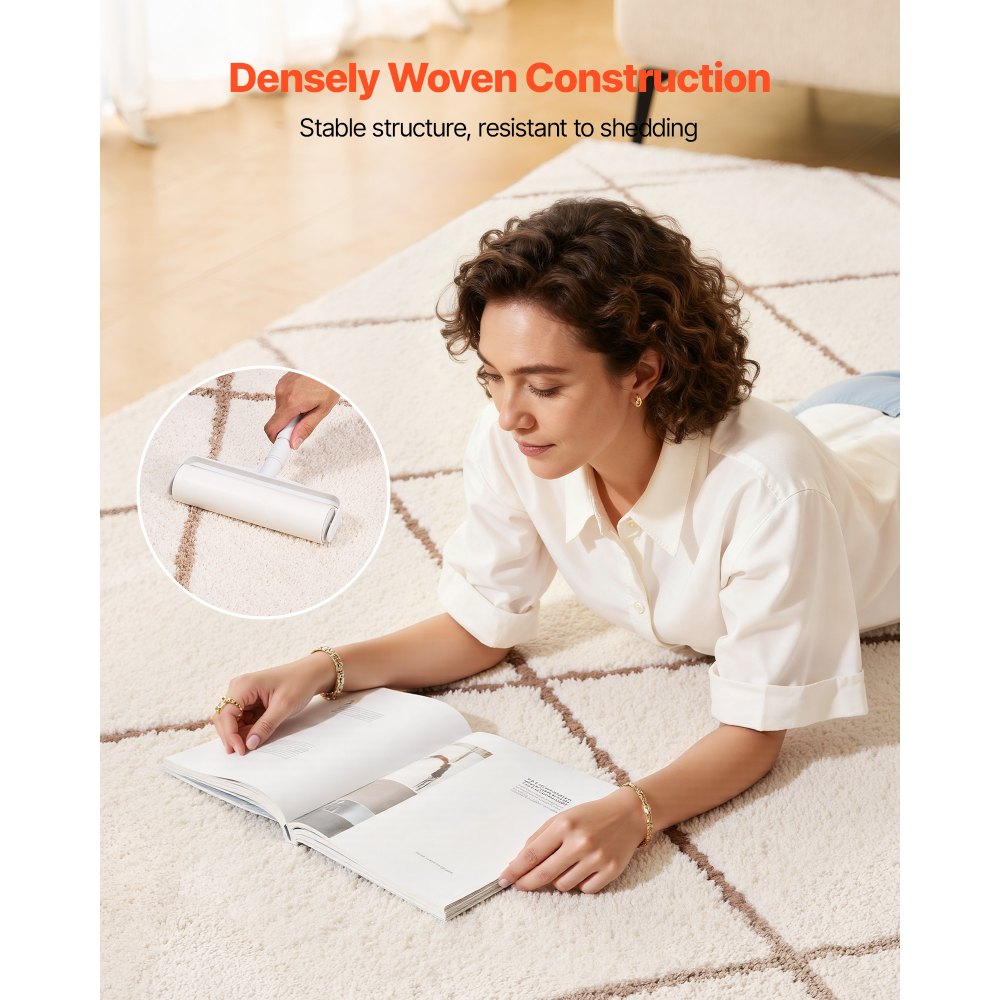 VEVOR Indoor Plush Area Rugs, 2.44 x 3.05m Plush Carpet, Area Rugs Furry with Long Plushs Pile, Thick & Durable High-Pile Rug for High-Traffic Areas, Bedroom, Non-Shedding & Non-Slip Backing, Beige