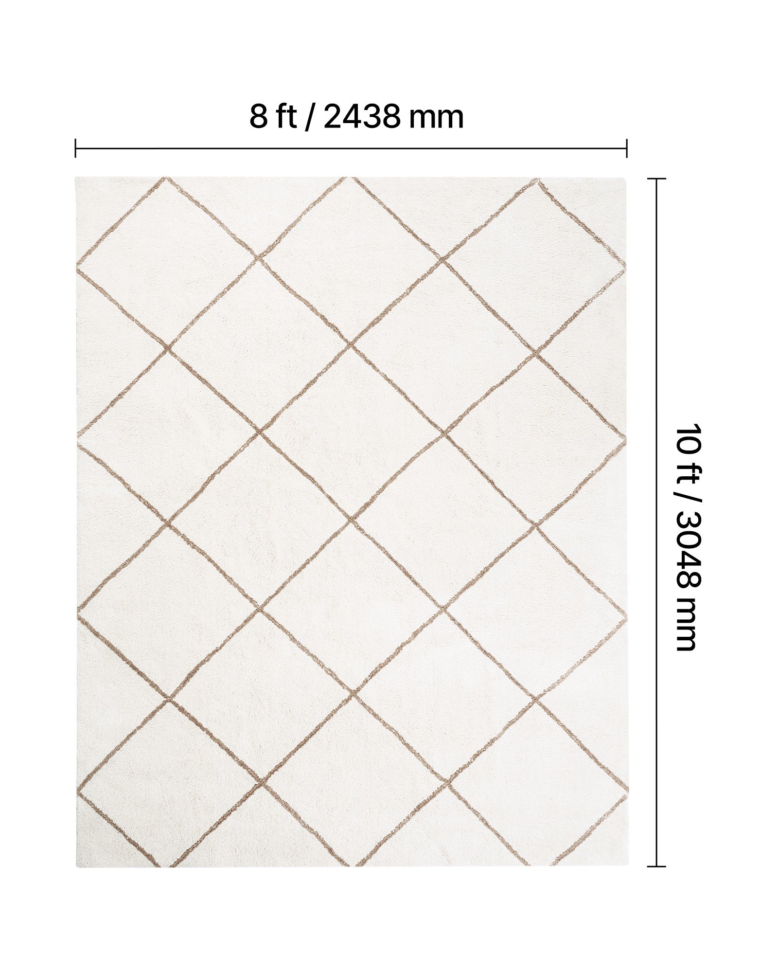 VEVOR Indoor Plush Area Rugs, 2.44 x 3.05m Plush Carpet, Area Rugs Furry with Long Plushs Pile, Thick & Durable High-Pile Rug for High-Traffic Areas, Bedroom, Non-Shedding & Non-Slip Backing, Beige