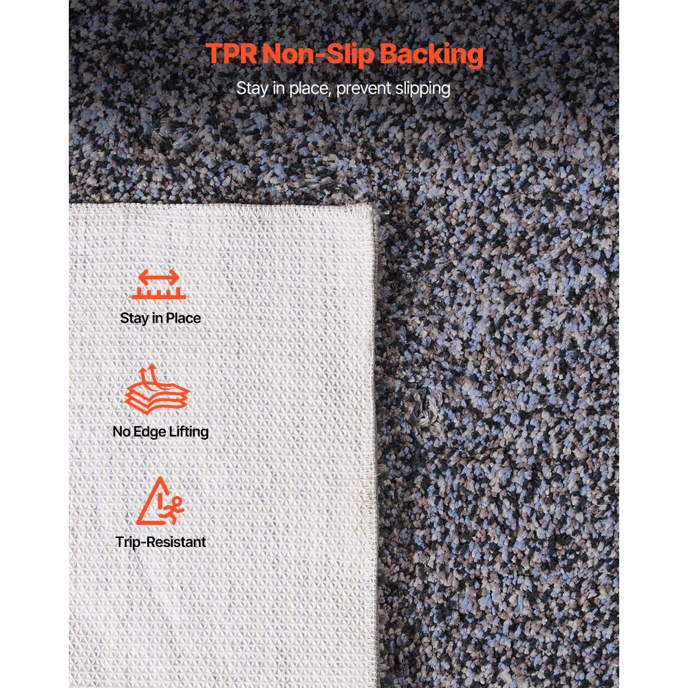 VEVOR Indoor Plush Area Rugs, 2.44 x 3.05m Plush Carpet, Area Rugs Furry with Long Plushs Pile, Thick & Durable High-Pile Rug for High-Traffic Areas, Non-Shedding & Non-Slip Backing, Blue-Gray