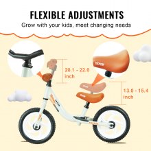 VEVOR Toddler Balance Bike, 12" Lightweight Aluminum Alloy Kids Bike with Adjustable Seat & Handlebar, EVA Foam Tires, No Pedal Kids Balance Bicycle Gift for 1-5 Years Boys Girls, 55LBS Support