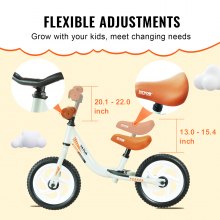 VEVOR Toddler Balance Bike, Lightweight Aluminum Alloy Balance Bicycle for Kids, with Adjustable Seat & Handlebar, 12" EVA Foam Tires, No Pedal Kids Bicycle Gift for 1-5 Years Boys Girls, 55LBS Suppor