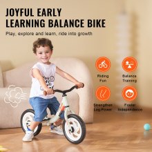 VEVOR Toddler Balance Bike, Lightweight Aluminum Alloy Balance Bicycle for Kids, with Adjustable Seat & Handlebar, 12" EVA Foam Tires, No Pedal Kids Bicycle Gift for 1-5 Years Boys Girls, 55LBS Suppor