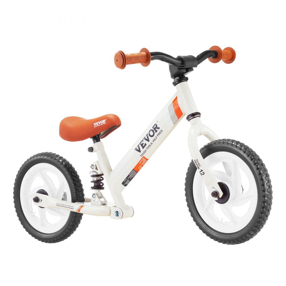 VEVOR Toddler Balance Bike, Carbon Steel Balance Bicycle for Kids with Adjustable Seat & Handlebar, 12" EVA Foam Tires, No Pedal Balance Bicycle Gift for 1-5 Years Boys Girls, 55LBS Support