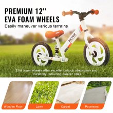 VEVOR Toddler Balance Bike, Carbon Steel Balance Bicycle for Kids with Adjustable Seat & Handlebar, 12" EVA Foam Tires, No Pedal Balance Bicycle Gift for 1-5 Years Boys Girls, 55LBS Support