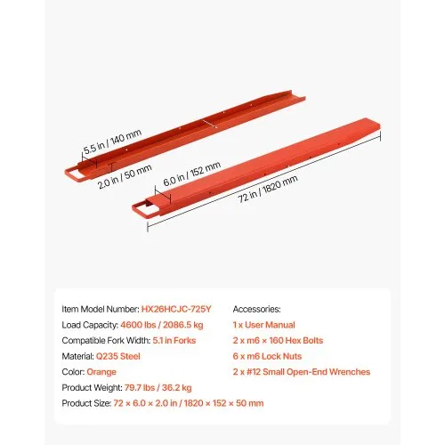 Kahvlipikendused tõstukile 1820 x 140 mm — pilt 6