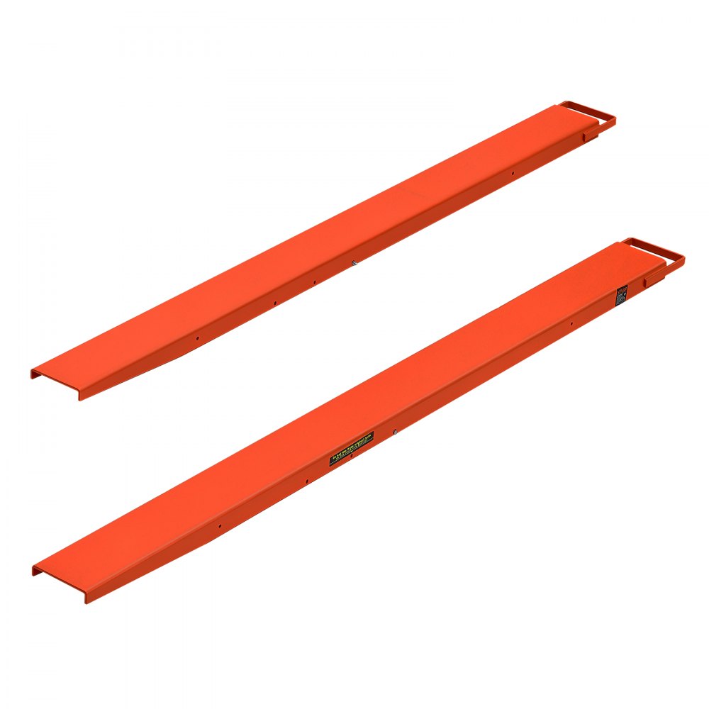 VEVOR Forklift Extensions 2130 x 140 mm, Retaining Loop and Bottom Lock, for Forklifts and Forklift Trucks, Heavy-Duty Industrial Pallet Fork Attachments, Extended Load Handling, Orange, 1 Pair