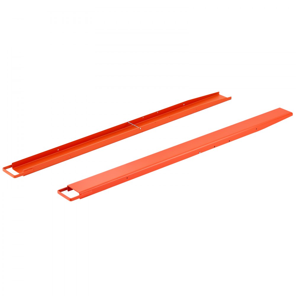 VEVOR Forklift Extensions 2130 x 140 mm, Retaining Loop and Bottom Lock, for Forklifts and Forklift Trucks, Heavy-Duty Industrial Pallet Fork Attachments, Extended Load Handling, Orange, 1 Pair