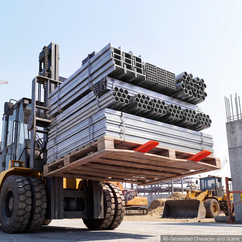 VEVOR Forklift Extensions 2440 x 115 mm, Retaining Loop and Bottom Lock, for Forklifts and Forklift Trucks, Heavy-Duty Industrial Pallet Fork Attachments, Extended Load Handling, Orange, 1 Pair