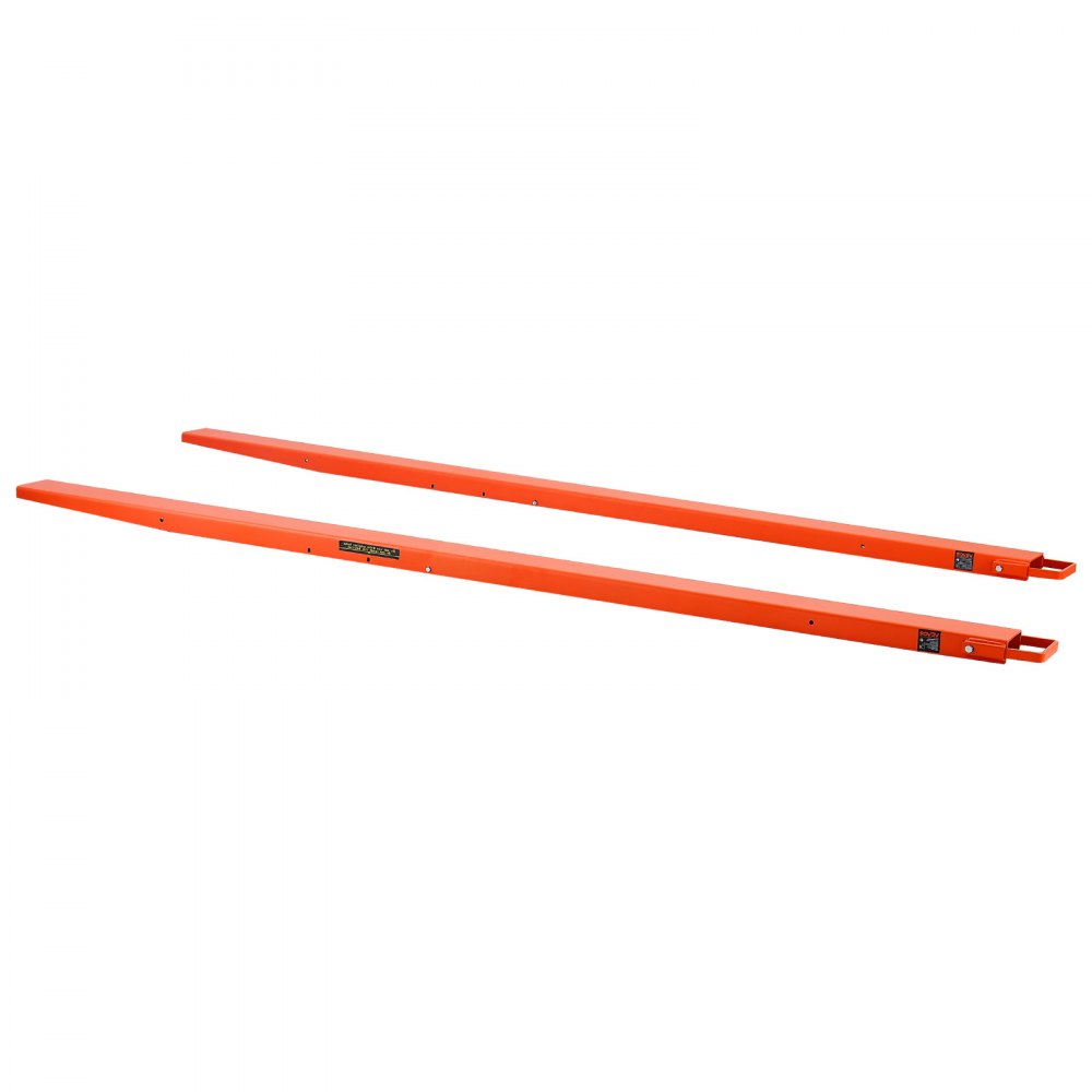 VEVOR Forklift Extensions 2440 x 115 mm, Retaining Loop and Bottom Lock, for Forklifts and Forklift Trucks, Heavy-Duty Industrial Pallet Fork Attachments, Extended Load Handling, Orange, 1 Pair