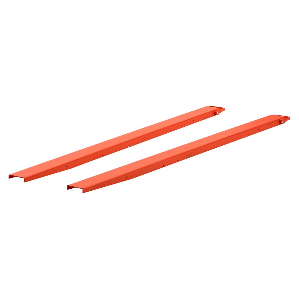 VEVOR Forklift Extensions 2440 x 115 mm, Retaining Loop and Bottom Lock, for Forklifts and Forklift Trucks, Heavy-Duty Industrial Pallet Fork Attachments, Extended Load Handling, Orange, 1 Pair