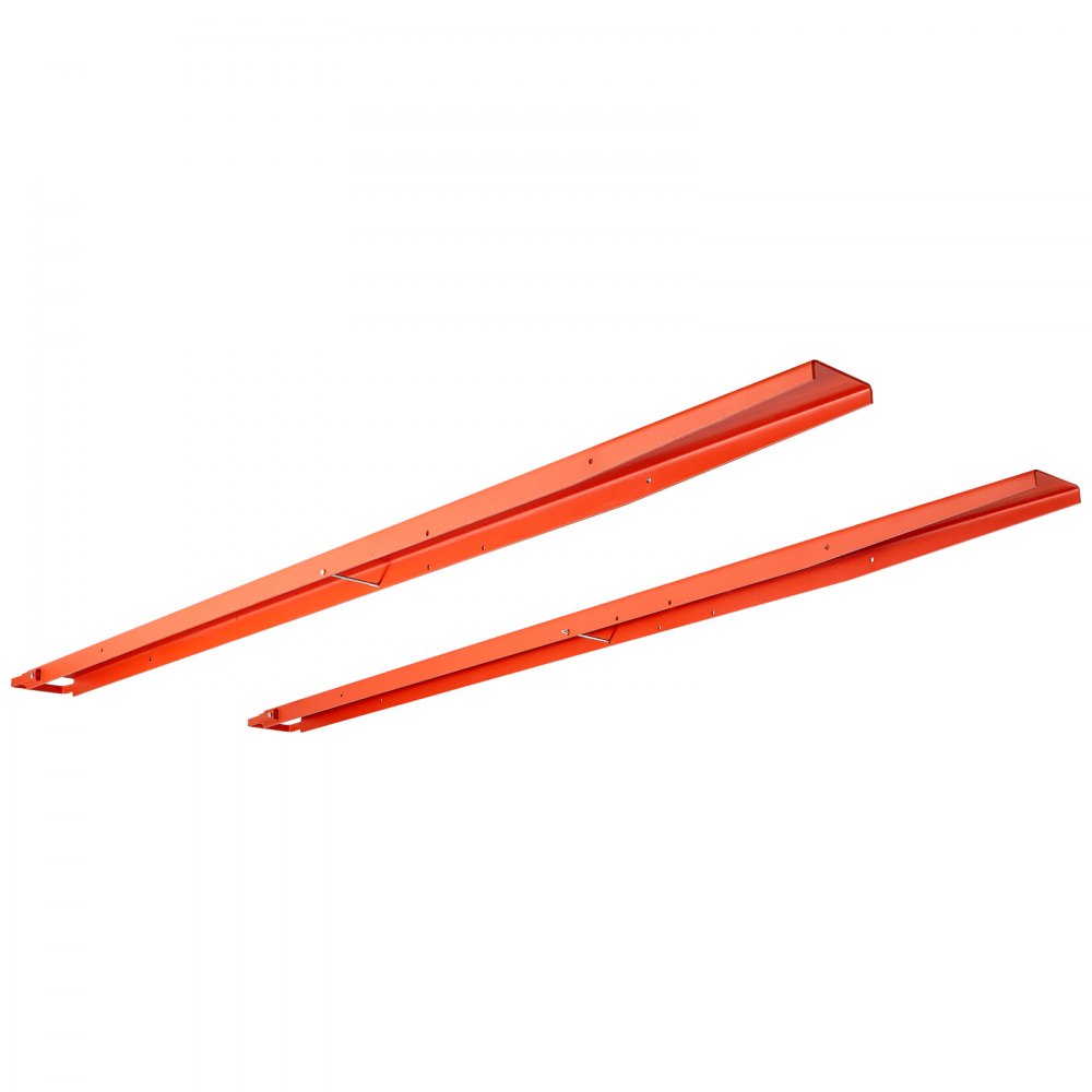 VEVOR Forklift Extensions 2440 x 115 mm, Retaining Loop and Bottom Lock, for Forklifts and Forklift Trucks, Heavy-Duty Industrial Pallet Fork Attachments, Extended Load Handling, Orange, 1 Pair