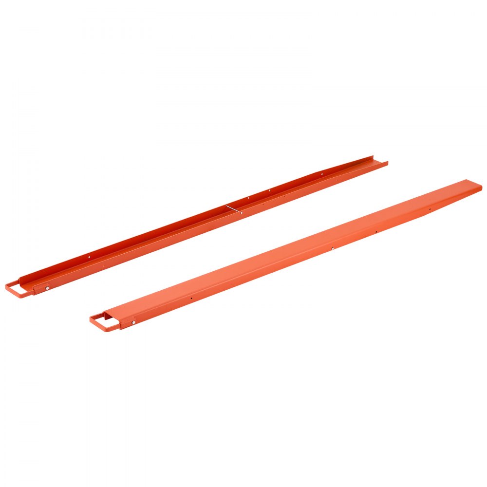 VEVOR Forklift Extensions 2440 x 115 mm, Retaining Loop and Bottom Lock, for Forklifts and Forklift Trucks, Heavy-Duty Industrial Pallet Fork Attachments, Extended Load Handling, Orange, 1 Pair