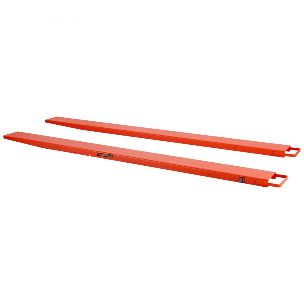 VEVOR Forklift Extensions 2440 x 165 mm, Retaining Loop and Bottom Lock, for Forklifts and Forklift Trucks, Heavy-Duty Industrial Pallet Fork Attachments, Extended Load Handling, Orange, 1 Pair