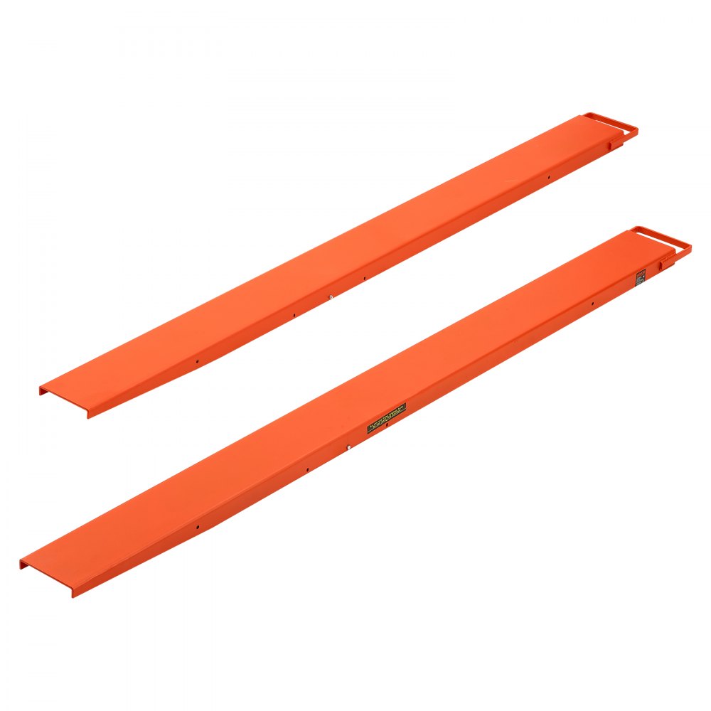 VEVOR Forklift Extensions 2440 x 165 mm, Retaining Loop and Bottom Lock, for Forklifts and Forklift Trucks, Heavy-Duty Industrial Pallet Fork Attachments, Extended Load Handling, Orange, 1 Pair