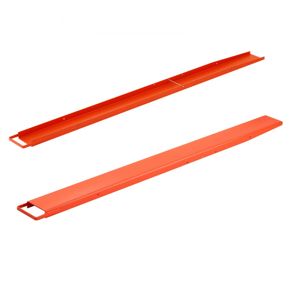 VEVOR Forklift Extensions 2440 x 165 mm, Retaining Loop and Bottom Lock, for Forklifts and Forklift Trucks, Heavy-Duty Industrial Pallet Fork Attachments, Extended Load Handling, Orange, 1 Pair