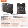 VEVOR Mechanics Tool Set and Socket Set, 1/4" 3/8" 1/2" Drive Deep and Standard Sockets, 205 Pcs SAE and Metric Mechanic Tool Kit with Bits, Combination Wrench, Hex Wrenches, Accessories, Storage Case