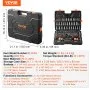 VEVOR Mechanics Tool Set and Socket Set, 1/4" 3/8" 1/2" Drive Deep and Standard Sockets, 205 Pcs SAE and Metric Mechanic Tool Kit with Bits, Combination Wrench, Hex Wrenches, Accessories, Storage Case
