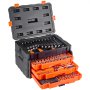 VEVOR Mechanics Tool Set and Socket Set, 450 Pcs, 6.4, 9.5 and 12.7 mm Drive Deep and Standard Sockets, SAE Metric Mechanic Tool Kit with Bits, Wrenches, Accessories, Storage Case with Orange Drawer