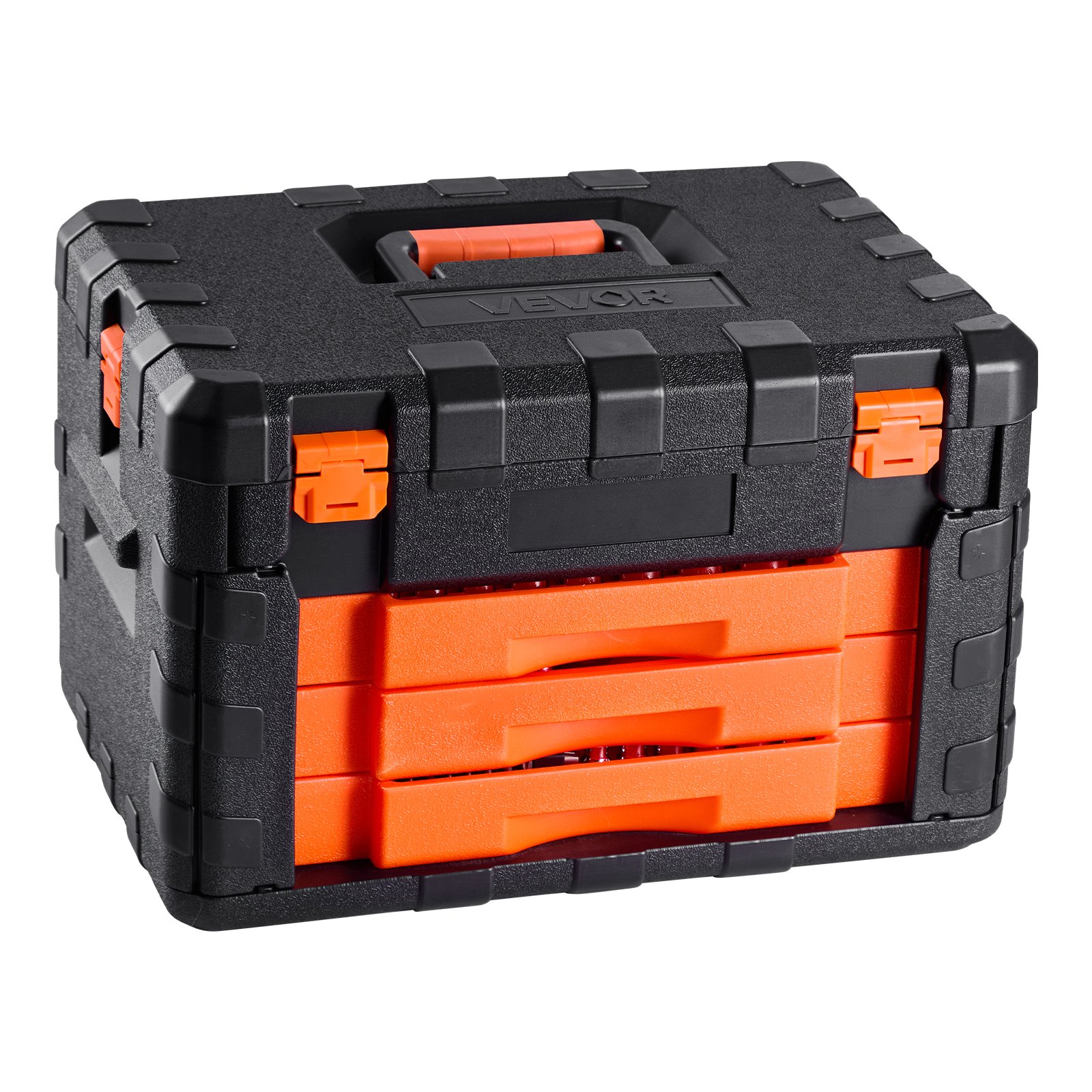 VEVOR Mechanics Tool Set and Socket Set, 450 Pcs, 6.4, 9.5 and 12.7 mm Drive Deep and Standard Sockets, SAE Metric Mechanic Tool Kit with Bits, Wrenches, Accessories, Storage Case with Orange Drawer
