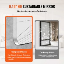 Square Wall Mounted Mirror 22" x 30" Mirror with Aluminium Alloy Frame