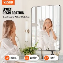 VEVOR Square Wall Mounted Mirror 22" x 30" Mirror with Aluminium Alloy Frame