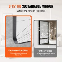 Square Wall Mounted Mirror 22" x 30" Mirror with Aluminium Alloy Frame