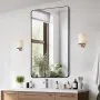 VEVOR Wall Mounted Makeup Mirror, 0.15" Thick, 28" x 60" Mirror with Aluminium Alloy Frame & Explosion-Proof Film, Scratch-Resistant Mirror with Z-Shaped Bracket, Fit for Bathroom/Bedroom/Living Room