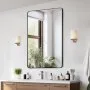 VEVOR Wall Mounted Makeup Mirror, 0.15" Thick, 30" x 48" Mirror with Aluminium Alloy Frame & Explosion-Proof Film, Scratch-Resistant Mirror with Z-Shaped Bracket, Fit for Bathroom/Bedroom/Living Room