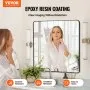 VEVOR Wall Mounted Makeup Mirror, 0.15" Thick, 36" x 36" Mirror with Aluminium Alloy Frame & Explosion-Proof Film, Scratch-Resistant Mirror with Z-Shaped Bracket, Fit for Bathroom/Bedroom/Living Room