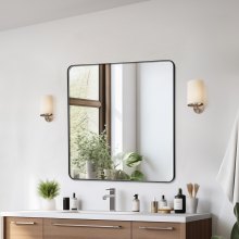 Square Wall Mounted Mirror 36" x 36" Mirror with Aluminium Alloy Frame