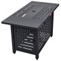 metal VEVOR gas fire pit table with a sleek, rectangular design and slatted details on the sides