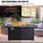 VEVOR Gas Fire Pit Table, 54 In 50000 BTU, Propane Outdoor Wicker Patio fire Pits with Carbon Steel Tabletop, Lava Rock, Glass Wind Guard, Cover, Add Warmth to Gathering on Garden Backyard, CSA Listed