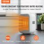 VEVOR Portable Electric Space Heater with Thermostat, 1000W/1500W 2-Level Adjustable Quiet Ceramic Heater Fan, 9 in Tip-Over Shutdown Flame-Retardant PP Small Heaters for Office Room Desk Indoor Use