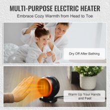 VEVOR Portable Electric Space Heater with Overheat Protection, 500 W Secure and Quiet Ceramic Heater Fan, 6 in Tip-Over Shutdown Flame-Retardant ABS Small Heaters for Office Room Desk Indoor Use