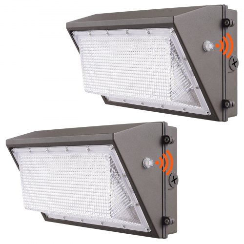 VEVOR 2PCs LED Wall Pack Lights, 100W 10800LM, 5000K Commercial Outdoor Lights Security Lighting Fixture, with Intelligent Light Sensing 180 LED beads Energy Saving for Garages Yards, IP65 Waterproof