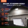VEVOR 2PCs LED Wall Pack Lights, 100W 10800LM, 5000K Commercial Outdoor Lights Security Lighting Fixture, with Intelligent Light Sensing 180 LED beads Energy Saving for Garages Yards, IP65 Waterproof