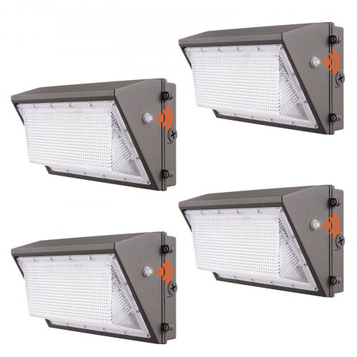 VEVOR 4PCs LED Wall Pack Lights, 100W 10800LM, 5000K Commercial Outdoor Lights Security Lighting Fixture, with Intelligent Light Sensing 180 LED beads Energy Saving for Garages Yards, IP65 Waterproof