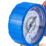 VEVOR AC Manifold Gauge Set for R22 R404A R410A R12 Refrigerants, 4 Way AC Gauges with 1.5 m Hoses for Automotive & Household Air Conditioning Maintenance, Evacuation Vacuuming Charging and Recovery